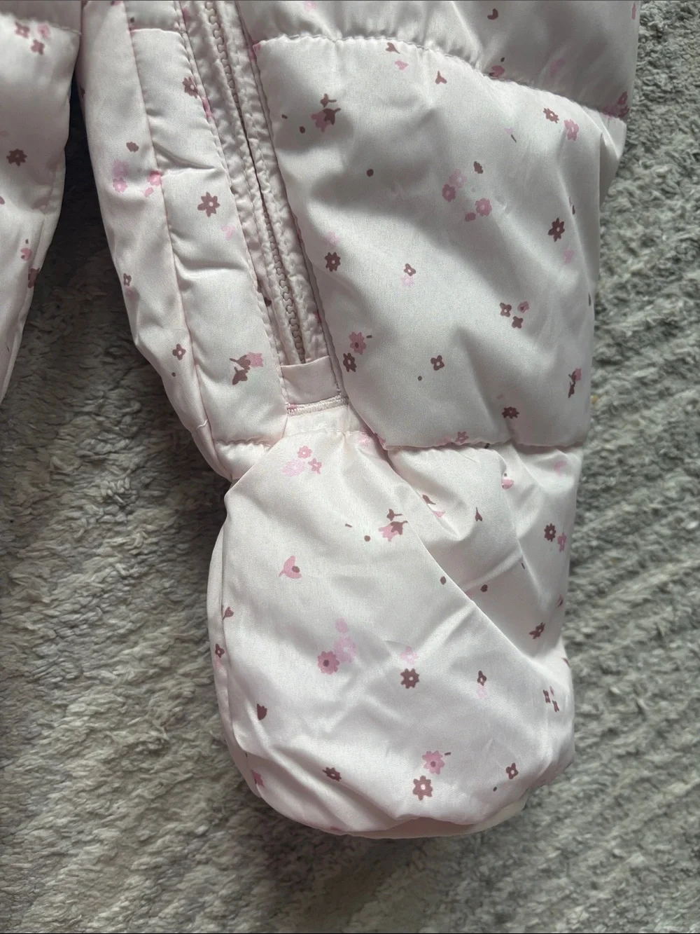 Gap Baby Pink Floral Puffer Snowsuit with Hood - 12-18 months